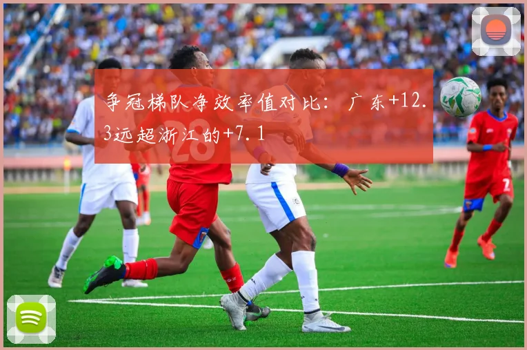 争冠梯队净效率值对比：广东+12.3远超浙江的+7.1